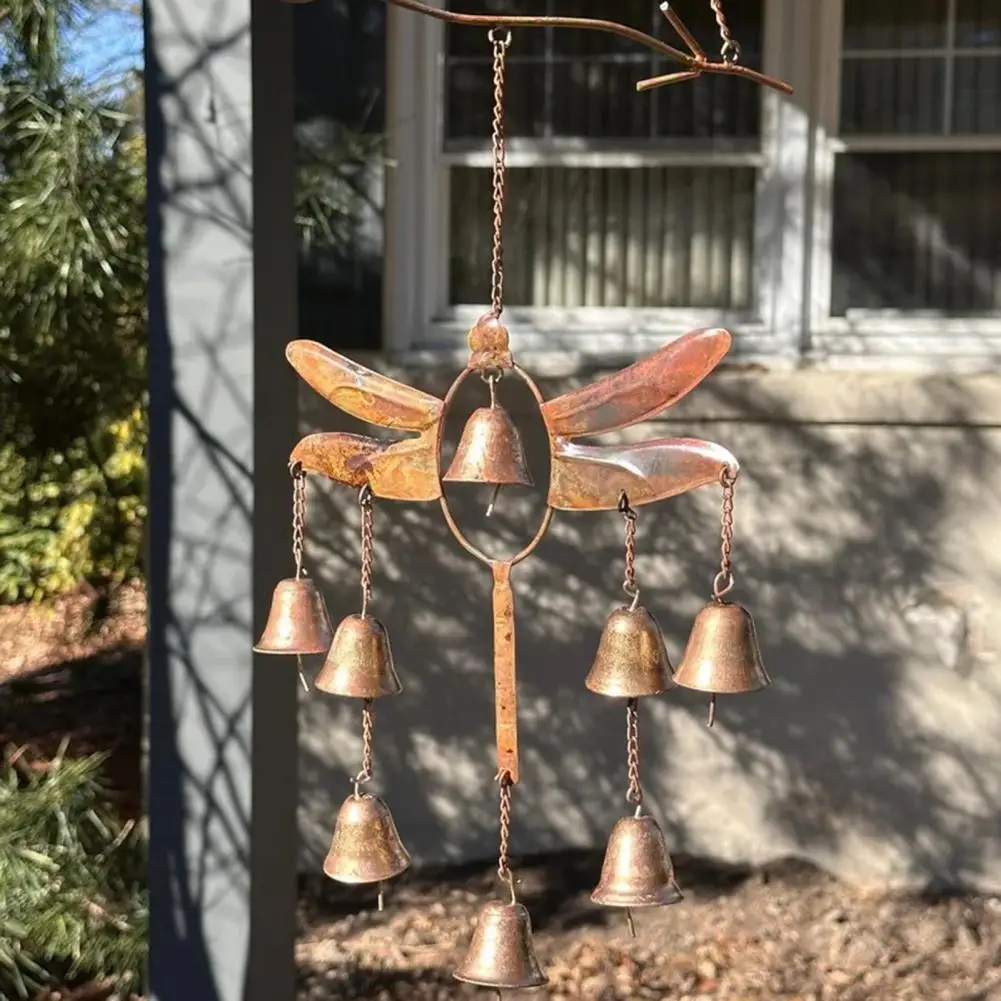 

Chime Dragonfly Wind Chime with 8 Bells Indoor Outdoor Garden Patio Decor Weather-proof Iron Craft Bell Decoration Birthday Gift
