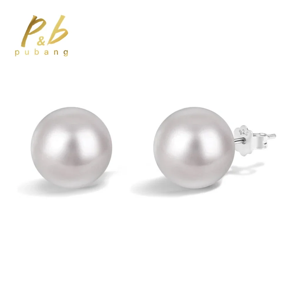 

PuBang Fine Jewelry 925 Sterling Silver Cute Romantic Freshwater Pearl Wedding Cocktail Stud Earrings for Women Anniversary Gift