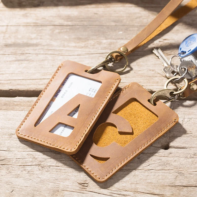 Letter Carving Crazy Horse Genuine Leather Key Card Holders Handmade Cowhide Bus ID Card Case With Keyring Badge Office Case
Letter Carving Crazy Horse Genuine Leather Key Card Holders Handmade Cowhide Bus ID Card Case With Keyring Badge Office Case