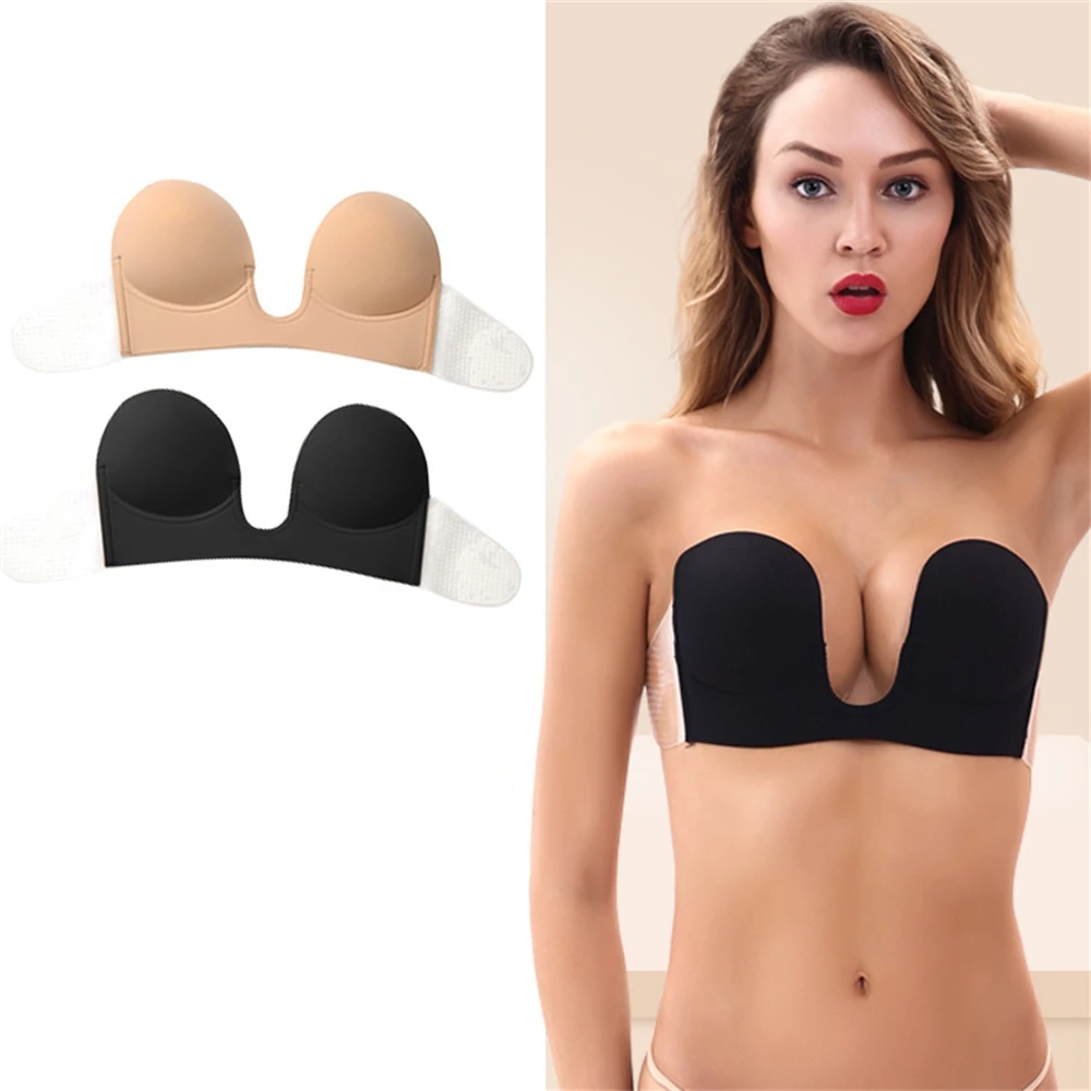 

Push Up Invisible Strapless Bra Silicone Self Adhesive Bras Nipple Cover Big breasts gathered Bralettes Underwear Bridal Wedding