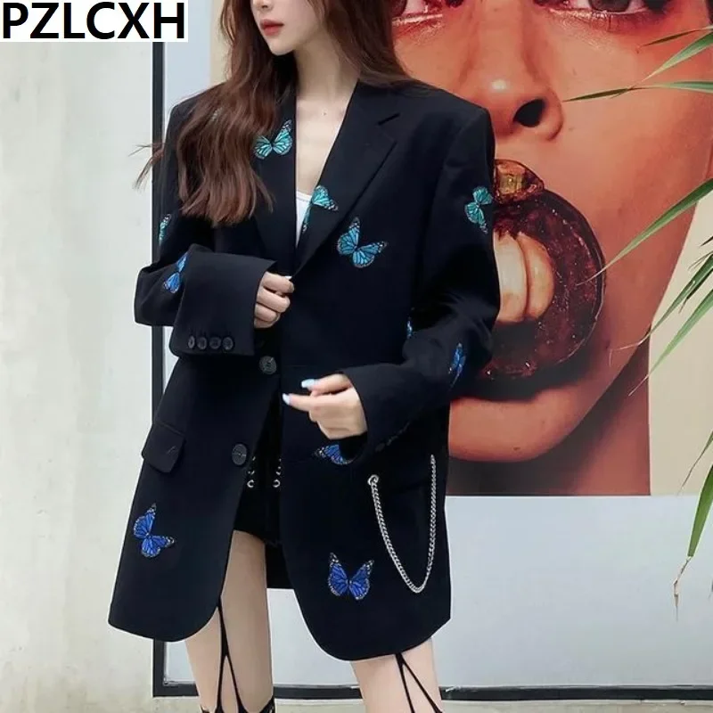 Women Spring Autumn Texture Chain Butterfly Embroidery 2023 New Foreign Style Black Medium Long Loose Fashion Luxury Suit Coat
Women Spring Autumn Texture Chain Butterfly Embroidery 2023 New Foreign Style Black Medium Long Loose Fashion Luxury Suit Coat