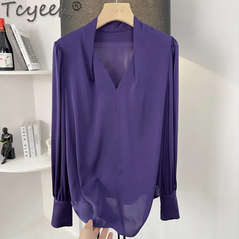 Tcyeek Mulberry Silk 100% Shirt for Women Spring New Commuter Versatile V-Neck Long Sleeve Silk Shirts Womens Tops and Blouses
Tcyeek Mulberry Silk 100% Shirt for Women Spring New Commuter Versatile V-Neck Long Sleeve Silk Shirts Womens Tops and Blouses