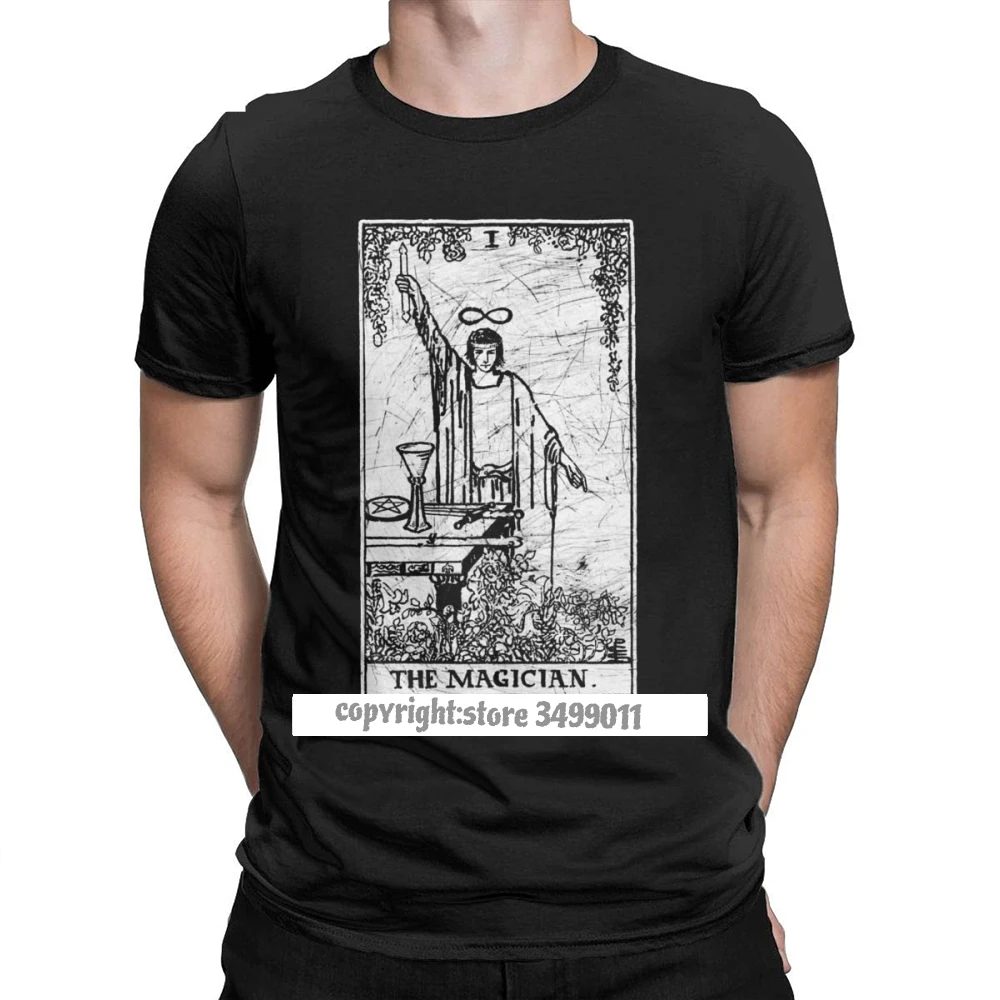 The Magician Tarot Card Major Arcana tune Telling Occult T-Shirt Men Novelty Cotton Tee Shirt Harajuku Fitness Loose T Shirts 
The Magician Tarot Card Major Arcana tune Telling Occult T-Shirt Men Novelty Cotton Tee Shirt Harajuku Fitness Loose T Shirts