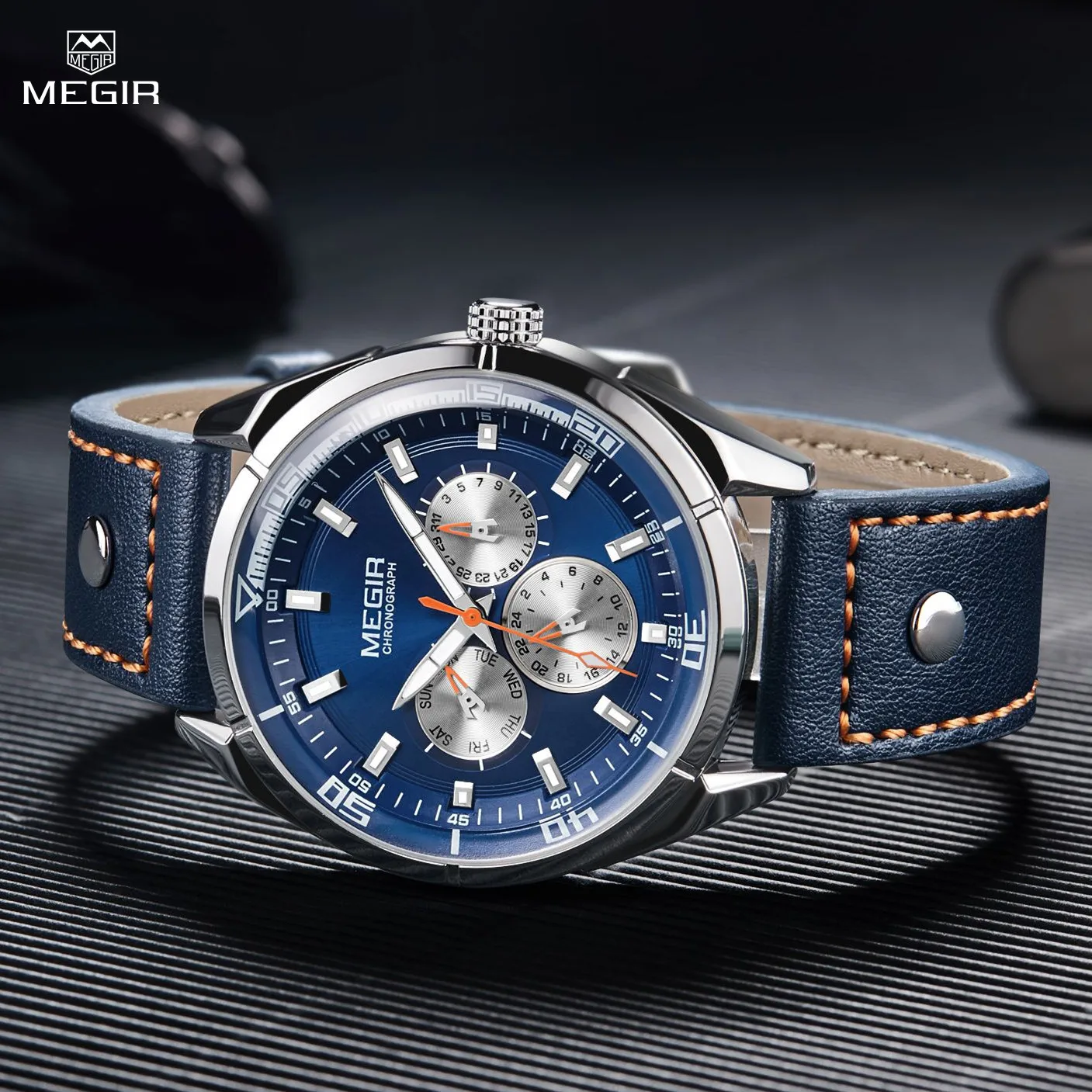 

MEGIR Brand Quartz Men Watch Relogio Masculino Leather Strap Military Business Wrist Watches Men Clock Hour Time Man Chronograph