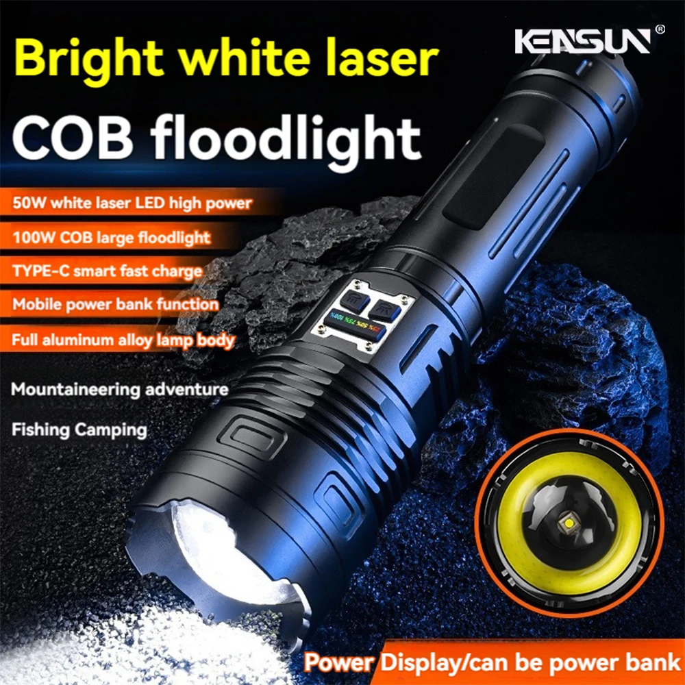 

Strong Light Lantern High Power LED Flashlight USB Rechargeable 100W COB Waterproof Lamp Powerful Tactical Torch Camping Fishing