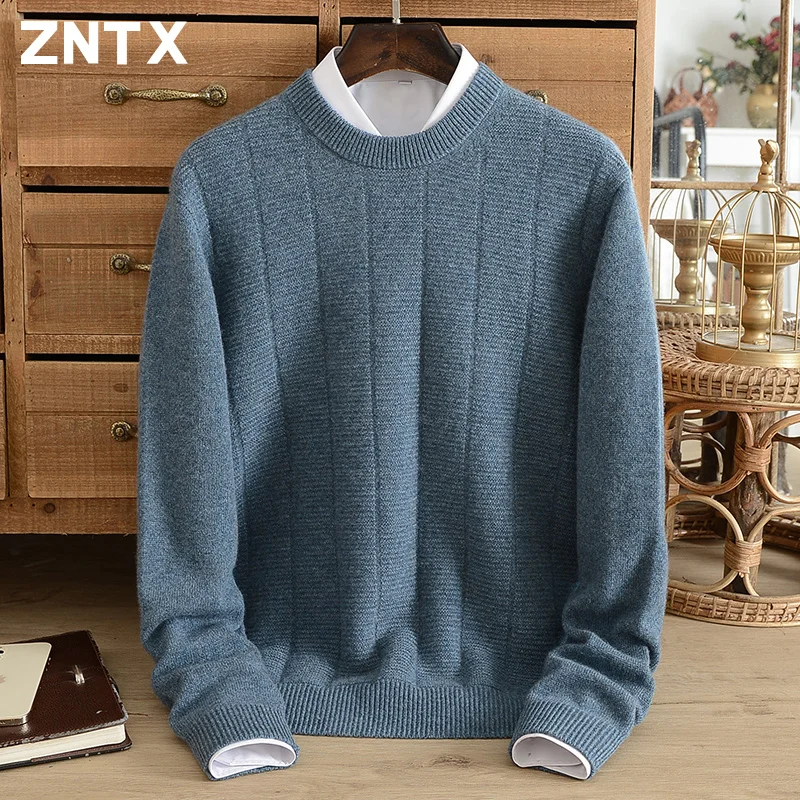 ZNTX New pure cashmere sweater men's garden collar striped winter thickened sweater solid color loose large size pullover
ZNTX New pure cashmere sweater men's garden collar striped winter thickened sweater solid color loose large size pullover