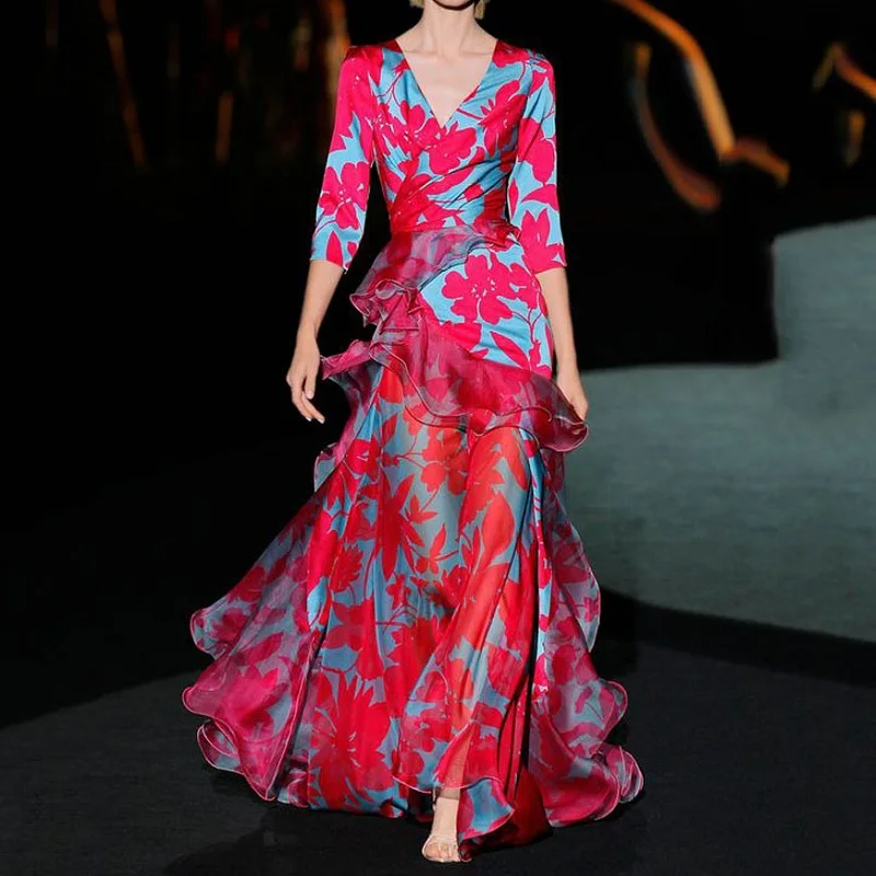 Elegant Long Sleeve Stitch Party Dress Show Style V-neck Tierred Evening Dress Luxury Women Leaf Print Boho Vintage Dresses
Elegant Long Sleeve Stitch Party Dress Show Style V-neck Tierred Evening Dress Luxury Women Leaf Print Boho Vintage Dresses