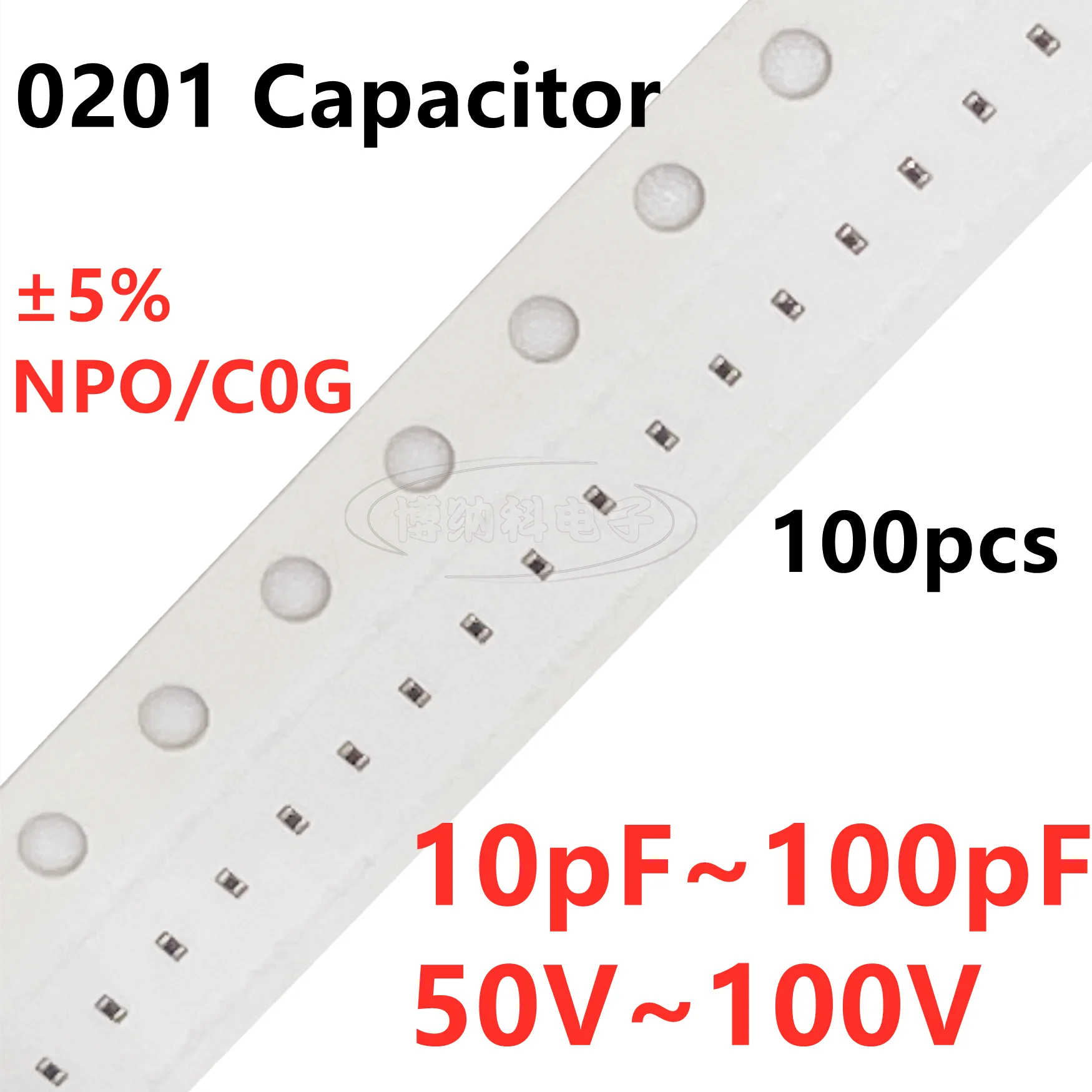 100pcs 0201 SMD Capacitor 10/12/15/18/20/22/24/27/30/33/39/47/56/68/82/100PF C0G NPO 50V 100V ±5%
100pcs 0201 SMD Capacitor 10/12/15/18/20/22/24/27/30/33/39/47/56/68/82/100PF C0G NPO 50V 100V ±5%