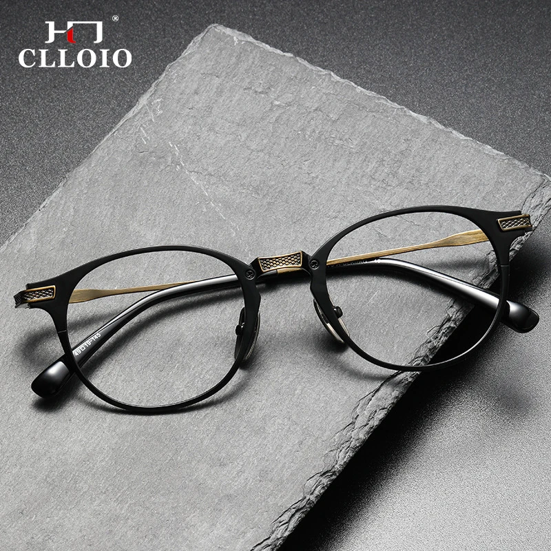 CLLOIO New Round Pure Titanium Anti Blue Light Glasses Frame Men Classic Vintage Eyeglasses Luxury Prescription Eyewear Frame 
CLLOIO New Round Pure Titanium Anti Blue Light Glasses Frame Men Classic Vintage Eyeglasses Luxury Prescription Eyewear Frame