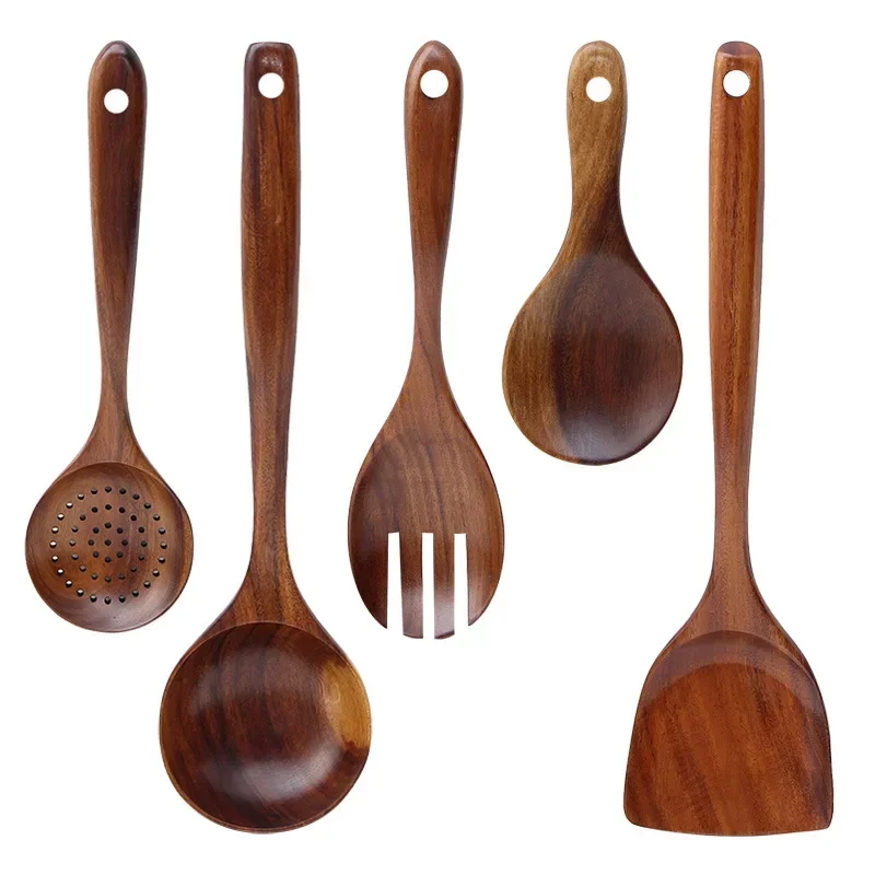 

12 Pack Wooden Spoons for Cooking Teak Wood Spatula Kitchen Utensils Set for Non Stick Use