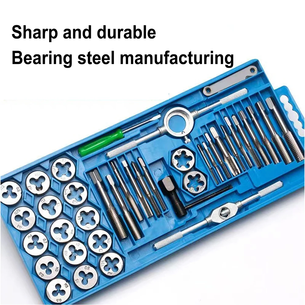 40pcs Tap And Die Set M3-M12 Male Thread Female Metric Screw High Carbon Steel Plugs Straight Taper Reamer Hand Tools Kit
40pcs Tap And Die Set M3-M12 Male Thread Female Metric Screw High Carbon Steel Plugs Straight Taper Reamer Hand Tools Kit