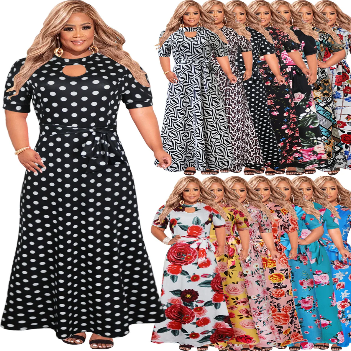 Plus Size Women Clothing Fashion Sexy Hollow O-neck Flower Print Short Sleeve Boho Big Swing Dress Vestidos Elegantes Para Mujer
Plus Size Women Clothing Fashion Sexy Hollow O-neck Flower Print Short Sleeve Boho Big Swing Dress Vestidos Elegantes Para Mujer