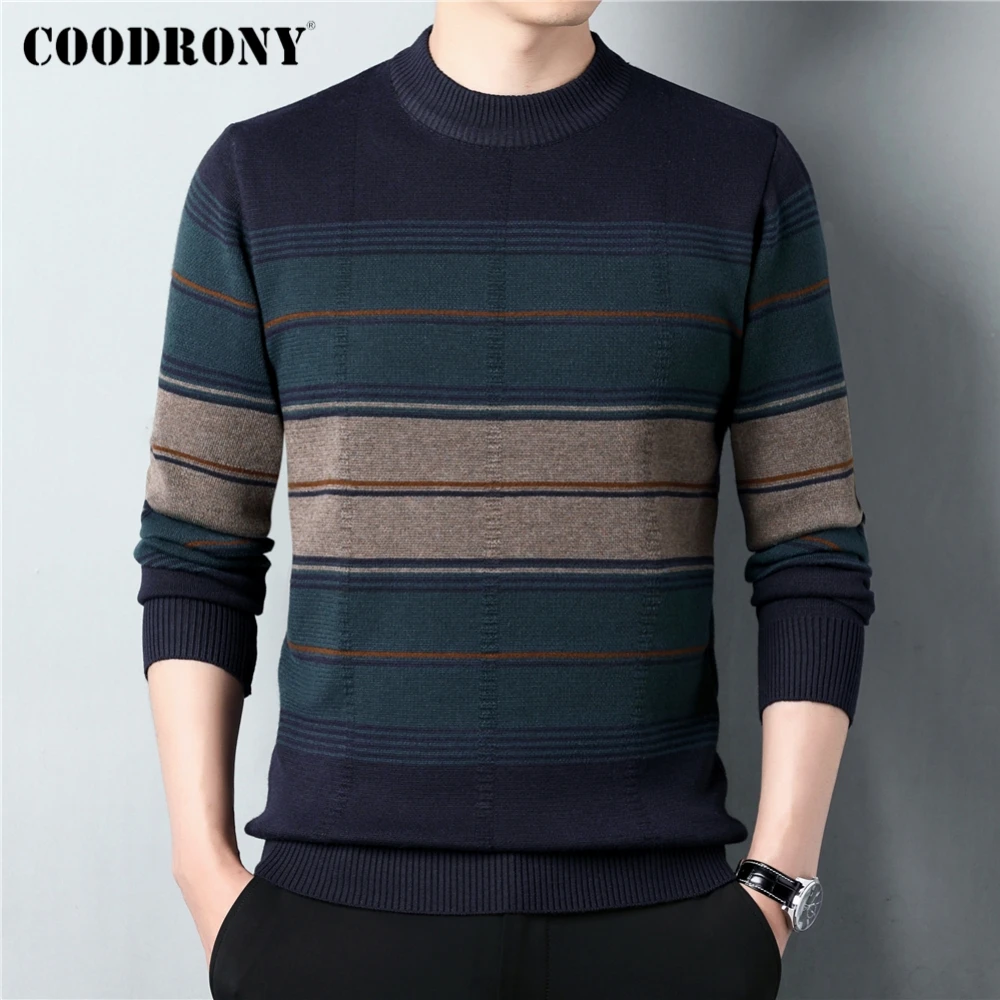 

COODRONY Brand Casual O-Neck Striped Sweater Shirt Autumn Winter Knitwear Pullover Men Clothing Fashion Streetwear Jersey Z1157