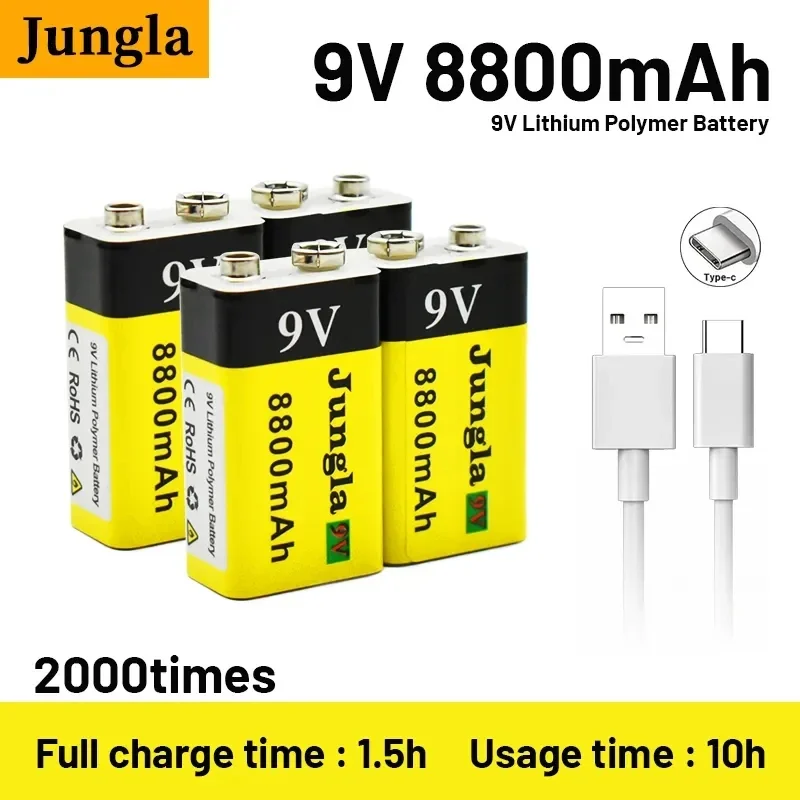 

New 9V 8800mAh Li-ion Rechargeable Battery Micro USB Batteries 9 V Lithium for Multimeter Microphone Toy Remote Control KTV Use