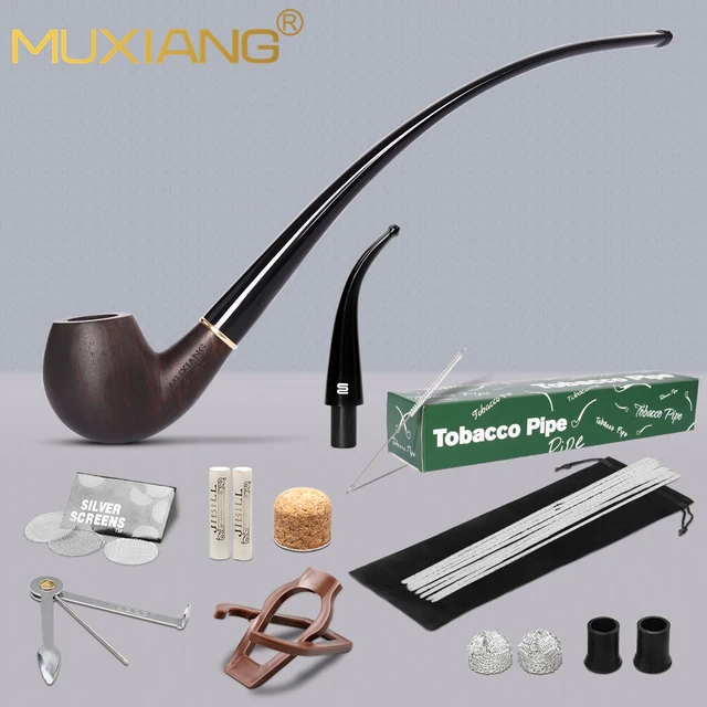 Churchwarden-Pipe à tabac coudée à longue tige, accessoire propre, un corps de tuyau + deux embouts interchangeables 1