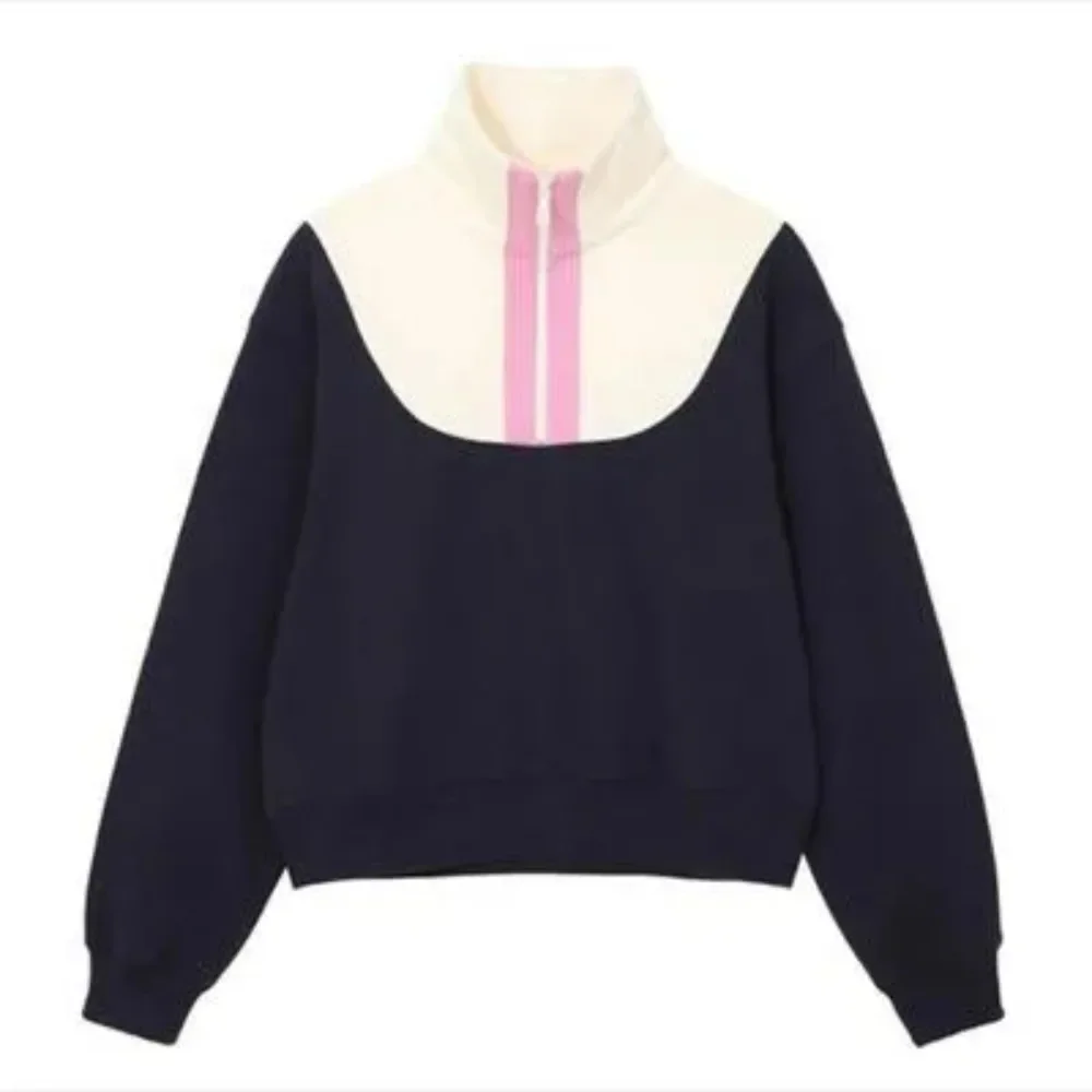 Korean version of autumn fashionable long sleeved loose zippered half open necked hoodie for women's top
Korean version of autumn fashionable long sleeved loose zippered half open necked hoodie for women's top