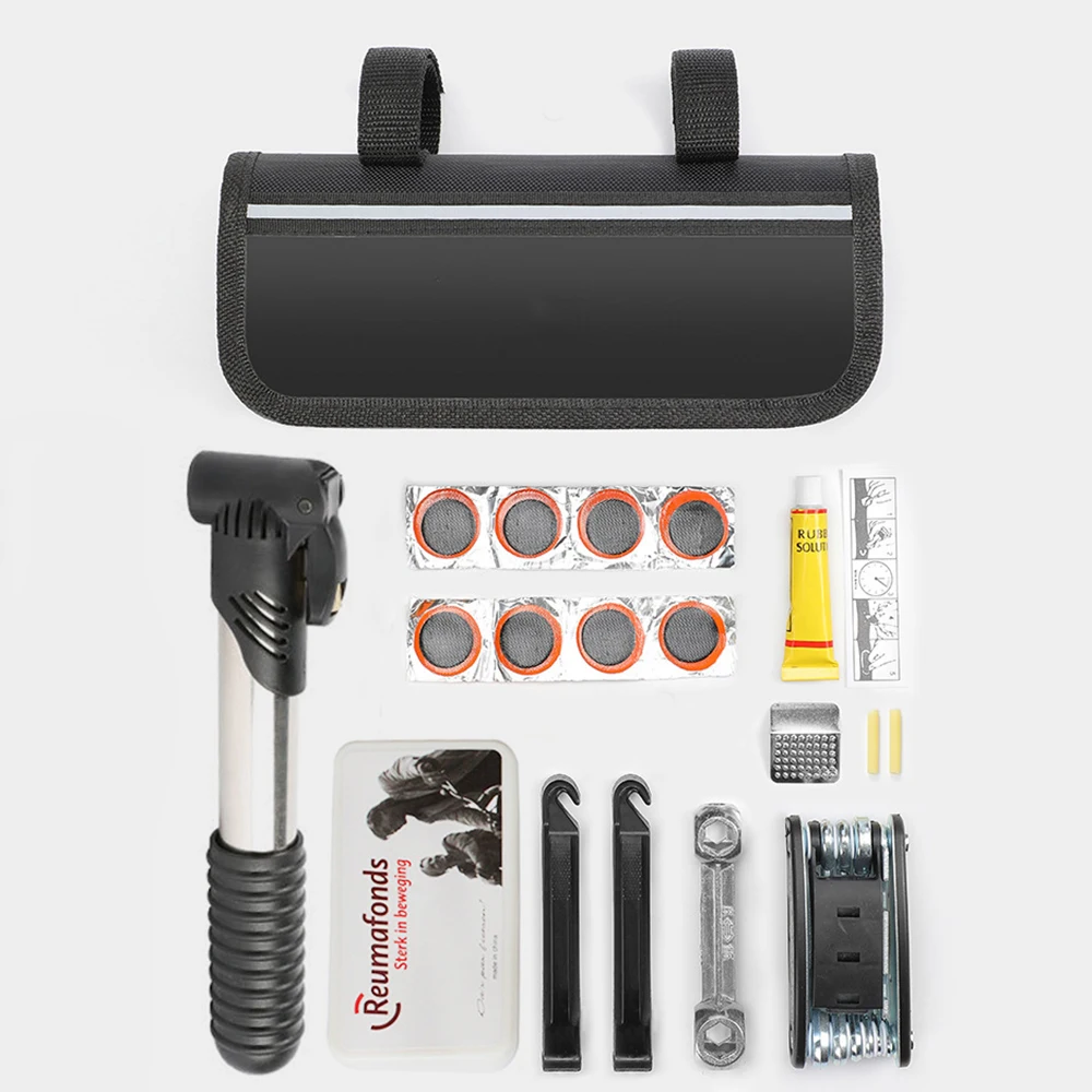 Bicycle Multifunction Repair Kit with Bag Tire Repair Kit Inflator Repair Wrench Set Mountain Bike Repair Tools MTB Tool Set
Bicycle Multifunction Repair Kit with Bag Tire Repair Kit Inflator Repair Wrench Set Mountain Bike Repair Tools MTB Tool Set