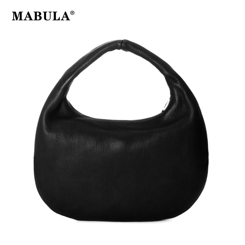 

MABULA Brand Japan Woman Cow Leather Clutch Handbag Solid Color High Quality Top Handle Purse For Female Simple Shopper Wallet