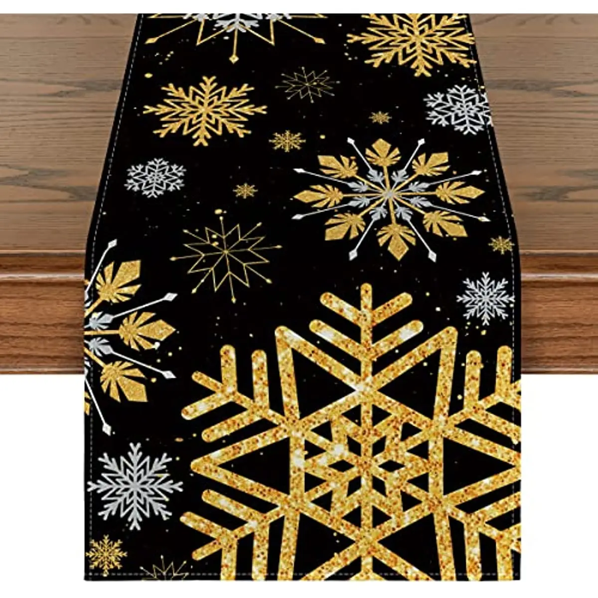 

Christmas Decorations 2023 Snowflake Black Winter Linen Table Runners Kitchen Dining Decor Wedding Holiday Party Table Runner