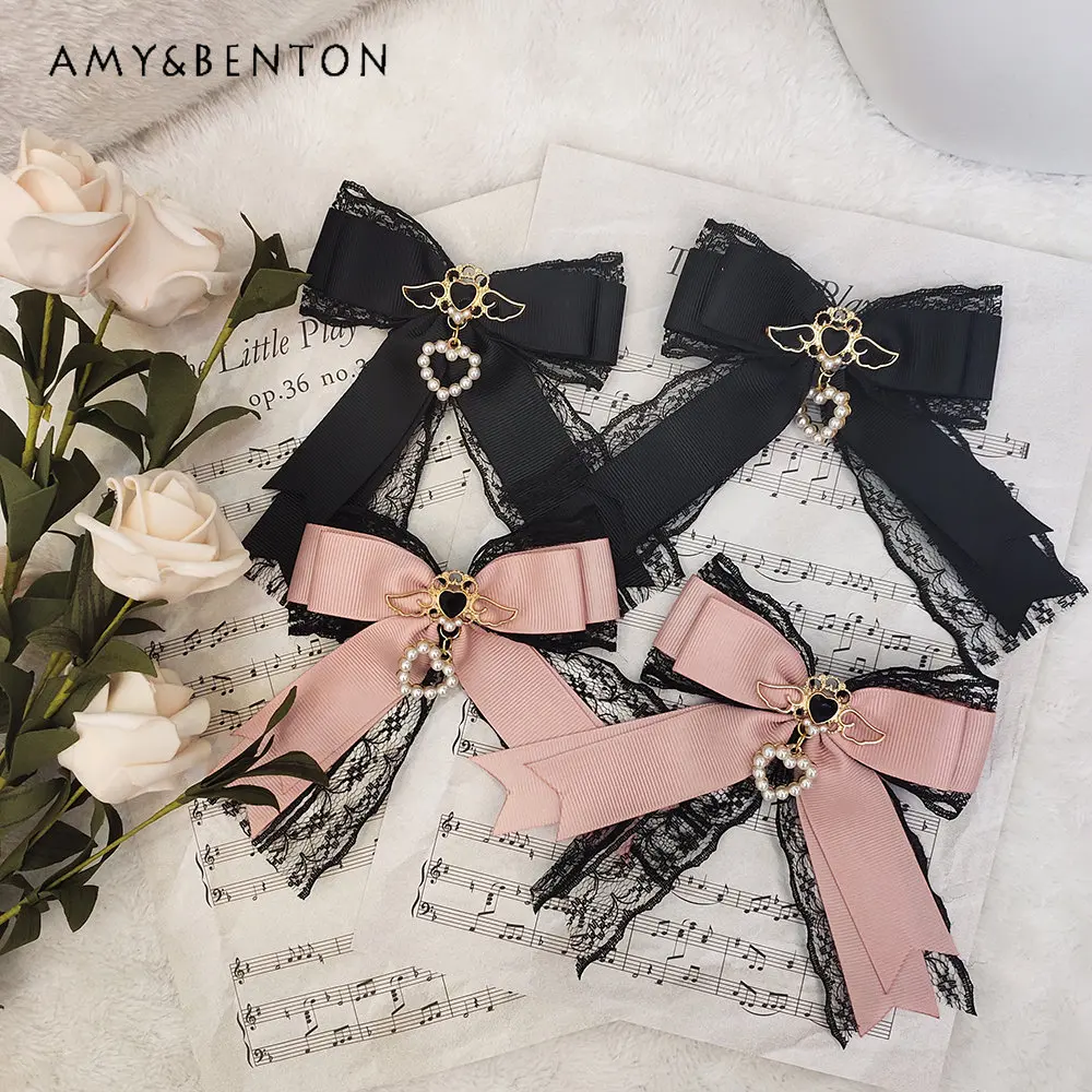 Japanese Style Sweet Elegant Hair Clip Women Love Pearl Rhinestone Pendant Ladies Lace Bow Edge Clip Lolita Hair Accessories
Japanese Style Sweet Elegant Hair Clip Women Love Pearl Rhinestone Pendant Ladies Lace Bow Edge Clip Lolita Hair Accessories