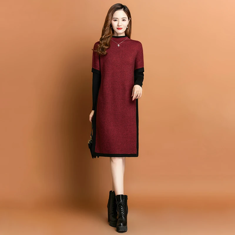 2023 New Fashion Solid Color Knitted Dress Women's Autumn Versatile Half High Neck Long Sleeve Loose Fit Holiday Dress Vestidos
2023 New Fashion Solid Color Knitted Dress Women's Autumn Versatile Half High Neck Long Sleeve Loose Fit Holiday Dress Vestidos