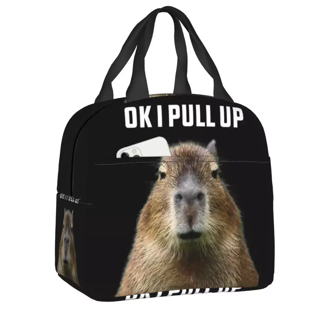 

Новинка 2023, Индивидуальная сумка для обеда Ok I Pull Up capyучитыра, мужская и женская теплая сумка для обедов с термоизоляцией для детей, для школы