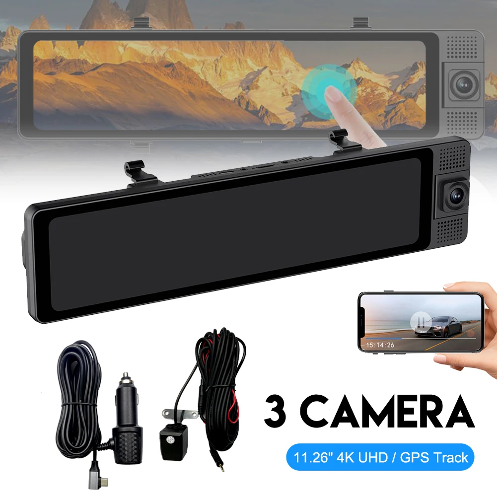 11.26" 4K Rear View Mirror Camera Touch Screen Dash Cam Front Cabin Rear Cameras WiFi GPS Tracker Night Vision Parking Monitor
11.26" 4K Rear View Mirror Camera Touch Screen Dash Cam Front Cabin Rear Cameras WiFi GPS Tracker Night Vision Parking Monitor