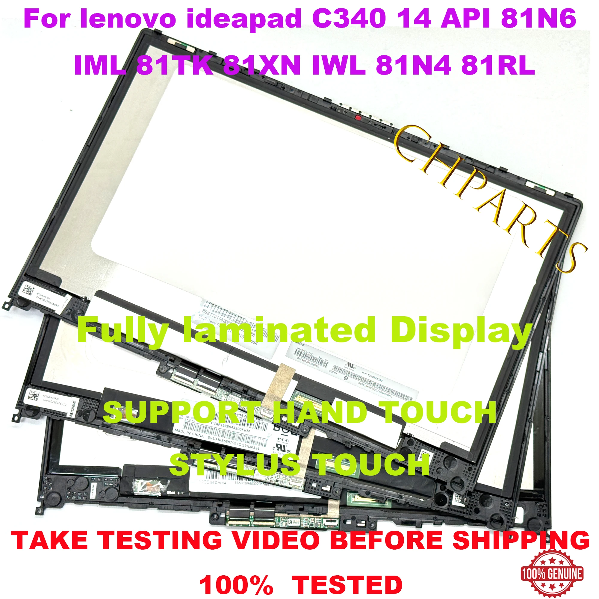 

14.0" For Lenovo ideaPad FLEX-14IWL 81N4 81N6 81TK 81SQ 81SS 81XG C340-14IWL 14API 14IML LCD Touch Screen Digitizer Assembly