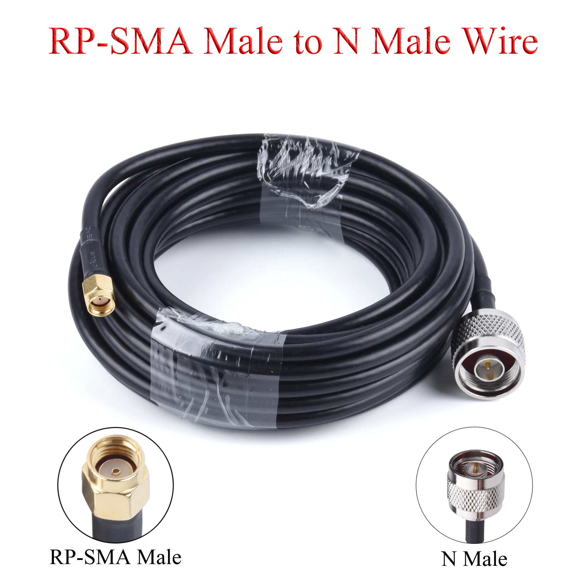 

1-30M RG58/50-3 RF Coaxial Cable RP-SMA Male to N Male Extension Wire For 4G LTE Cellular Amplifier Signal Booster Antenna