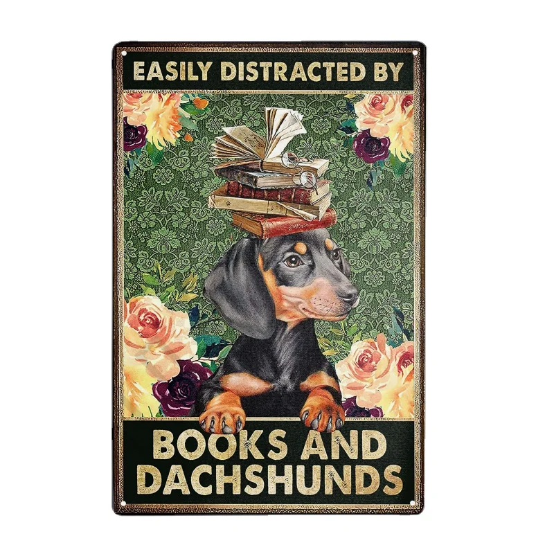 

Vintage Dachshund Garden Wall Art Decor Metal Tin Sign Movie Poster Home Bar Cafe Garden Farmhome Laundry library Decoration