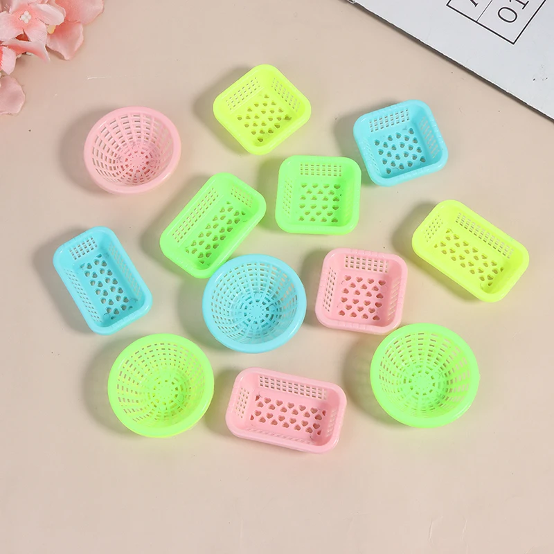 

5Pcs 1:12 Dollhouse Miniature Storage Basket Laundry Basket Doll Fruit Vegetable Food Storage Basket Doll House kitchen Decora