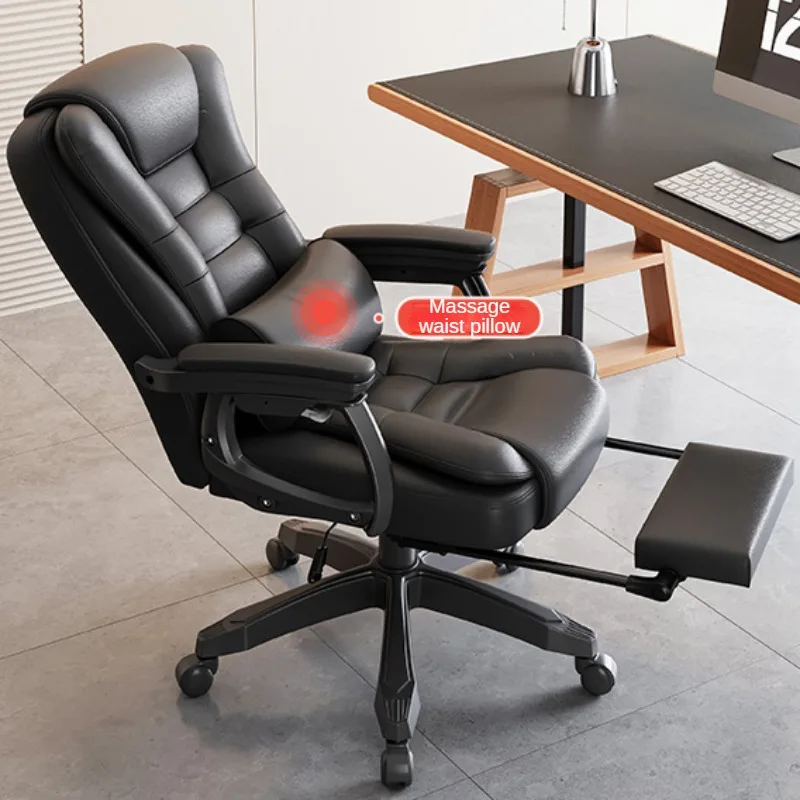 

Ergonomic Computer Chair with Massage Lumbar Pillow, High Back Executive Office Chair, PU Leather Chair Swivel Chair for Working
