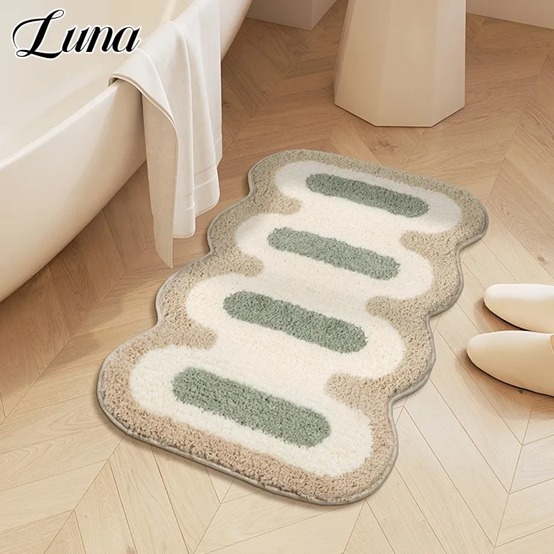 

Creative Tufted Carpet Bathroom Stripe Geometry Contrast Rugs Cloud Shaped Anti Slip Carpets Good Quality Super Soft Floor Mats