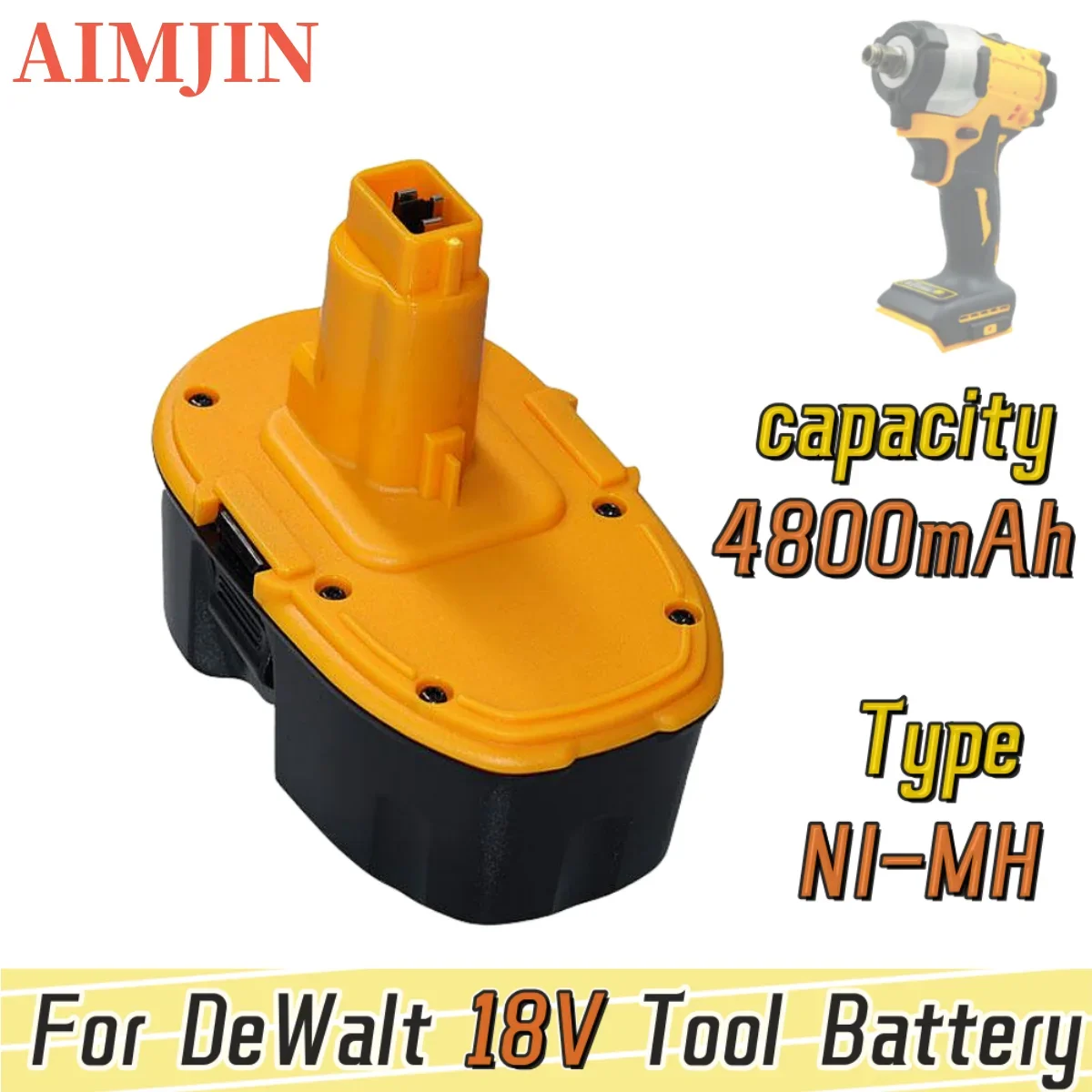 18V 4800mAh replaceable battery, can be used for Dewalt cordless power tools DC9096 DE9039 DE9095 DW9098 DE9503 DW9096
18V 4800mAh replaceable battery, can be used for Dewalt cordless power tools DC9096 DE9039 DE9095 DW9098 DE9503 DW9096