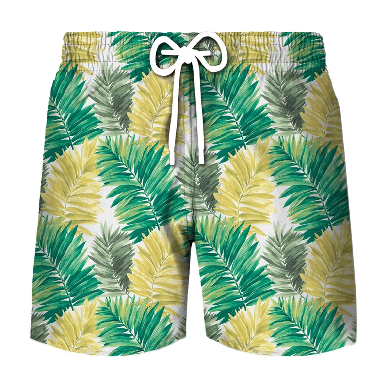 

3D Print Hawaiian Beach Shorts Men Tropical Jungle Plants Graphic Surf Board Shorts Summer Vacation Cool Ice Shorts Swim Trunks