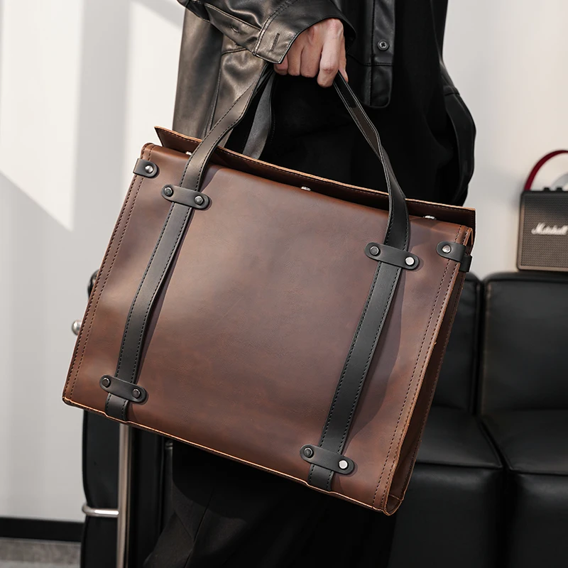 

Bag Luxury brand bag sss Express Men Briefcase bag Fashion Retro Coffee Leather Business Boston bag Famous Designer's Cross bag