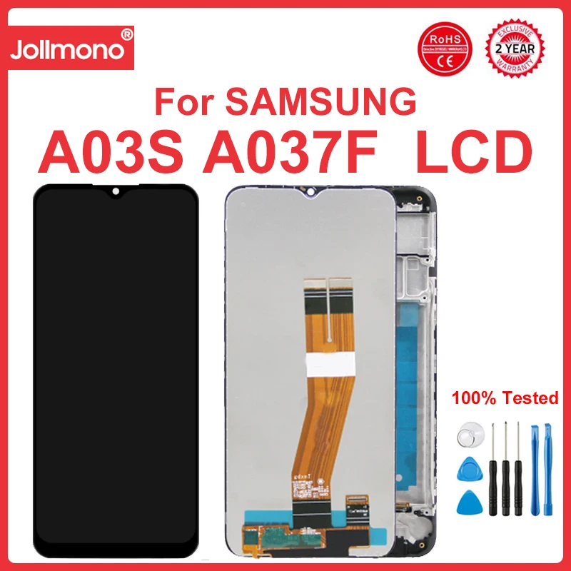 

ЖК-дисплей A03S с рамкой, для Samsung Galaxy A03s A037 A037F A037F/DS, сменный цифровой сенсорный экран