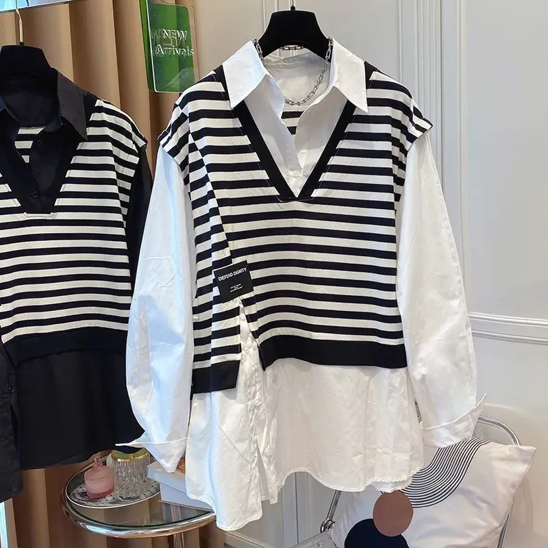 Long Sleeve Plus Size Tops Women Big Shirts Fashion Blouses 2023 Autumn Oversized Stylish Striped Patchwork Cardigan Korean Chic
Long Sleeve Plus Size Tops Women Big Shirts Fashion Blouses 2023 Autumn Oversized Stylish Striped Patchwork Cardigan Korean Chic