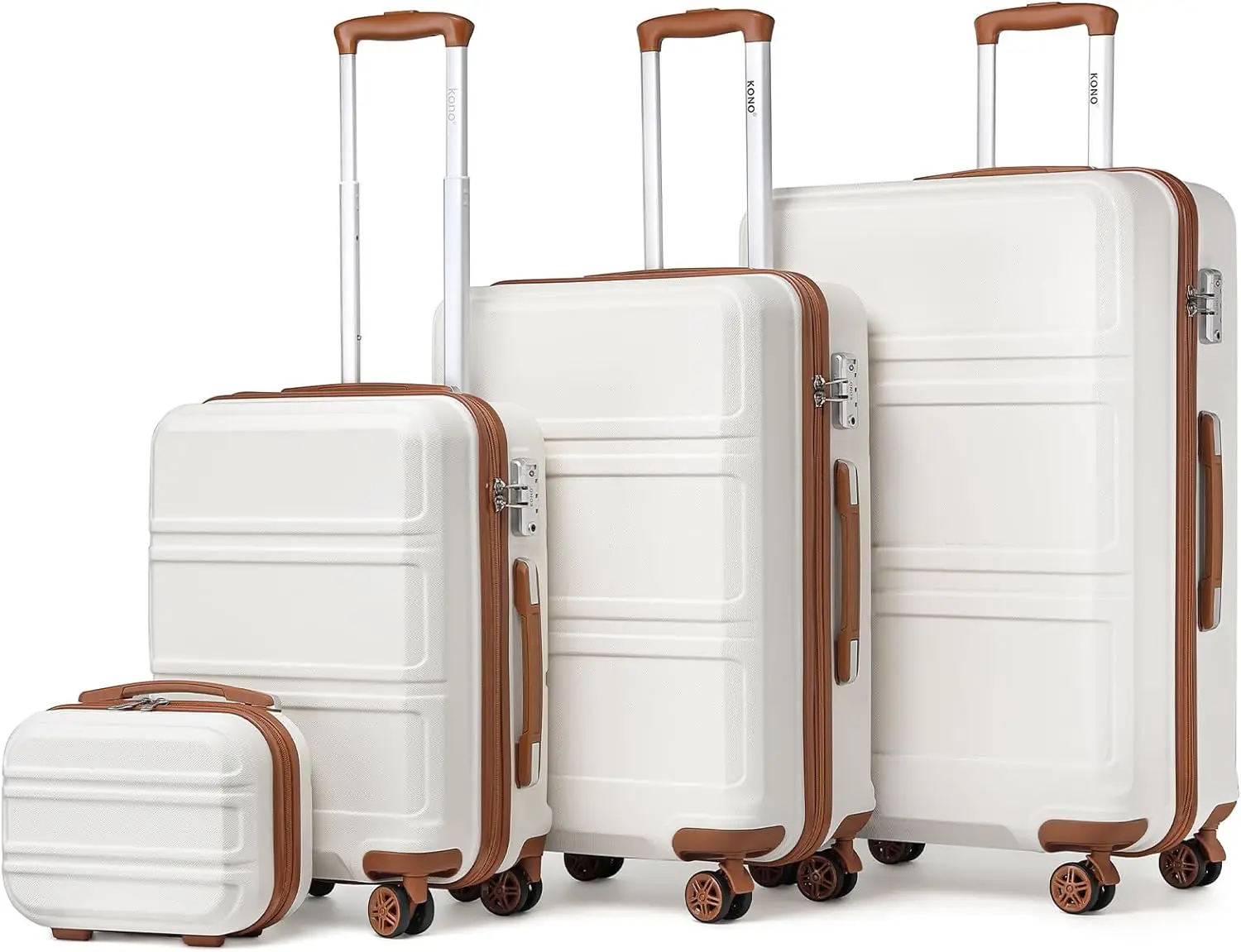 

Набор чемоданов Kono из 4 предметов, легкие чемоданы с вращающимися колесами TSA, жесткие дорожные чемоданы на колесах 20 дюймов 24 дюйма 28 дюймов