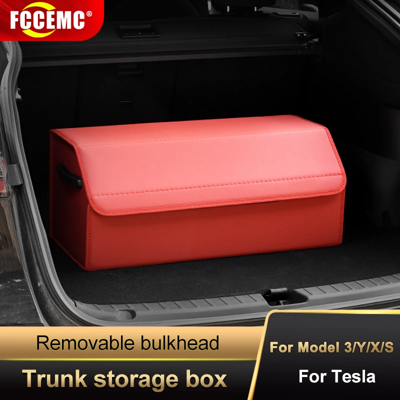 

For Tesla Model 3 2022 Trunk Storage Organizer High Capacity Auto Tools Waterproof Foldable Leather Stowing Tidying Storage Box