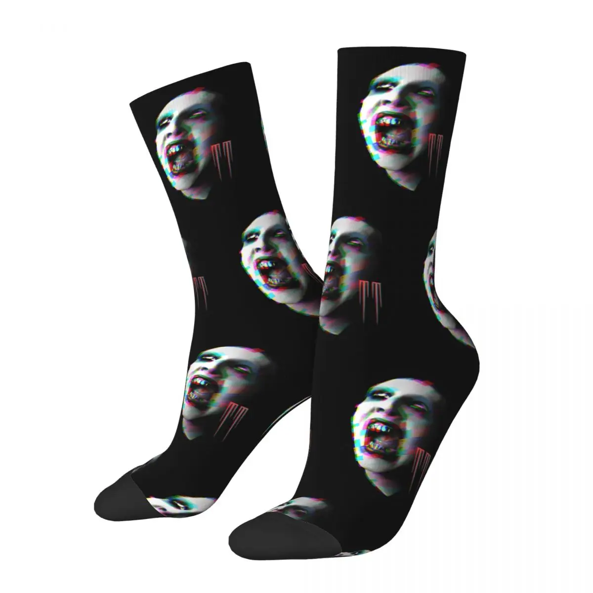 

Marilyn Manson Glitch Fan Gift Music Socks for Women Men Merch All Seasons Soft Long Socks Sweat Absorbing