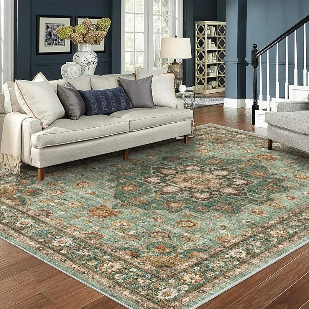 

8*10, Area Rug for Living Room Soft Carpet for Bedroom Waterproof Floral Distressed Carpets the Large Fluffy