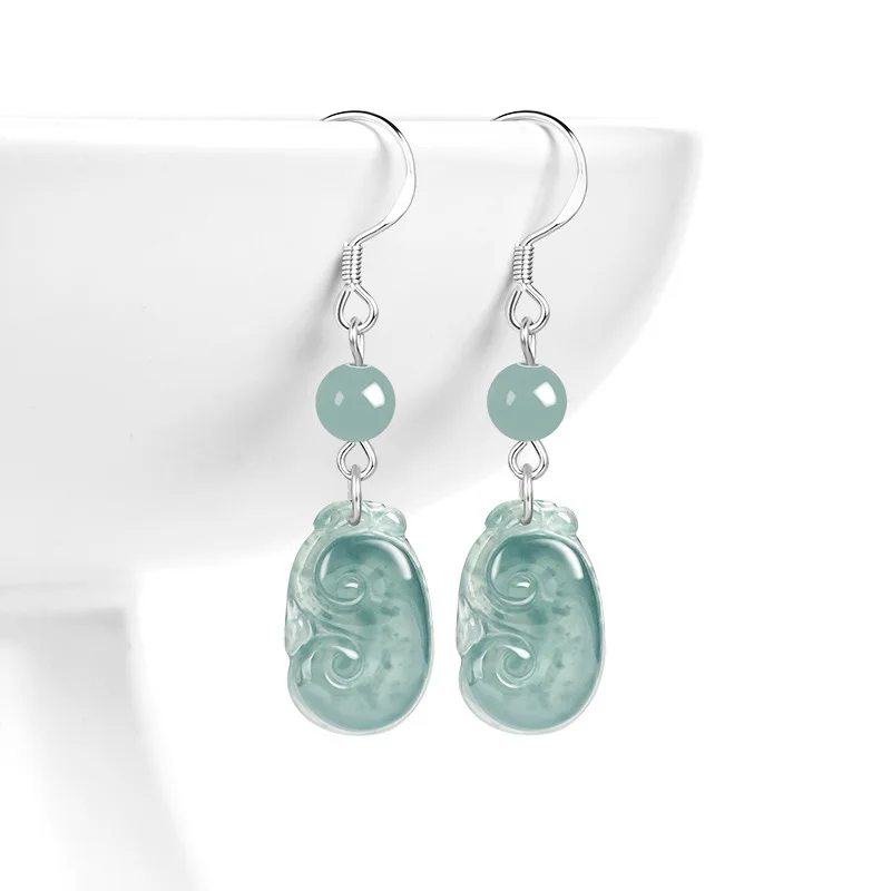 Natural A-grade Burma Jade Blue Water Ruyi Earrings S925 Silver Ice Jadeite Fashion Women's Gifts Jewelry Drop Shipping
Natural A-grade Burma Jade Blue Water Ruyi Earrings S925 Silver Ice Jadeite Fashion Women's Gifts Jewelry Drop Shipping