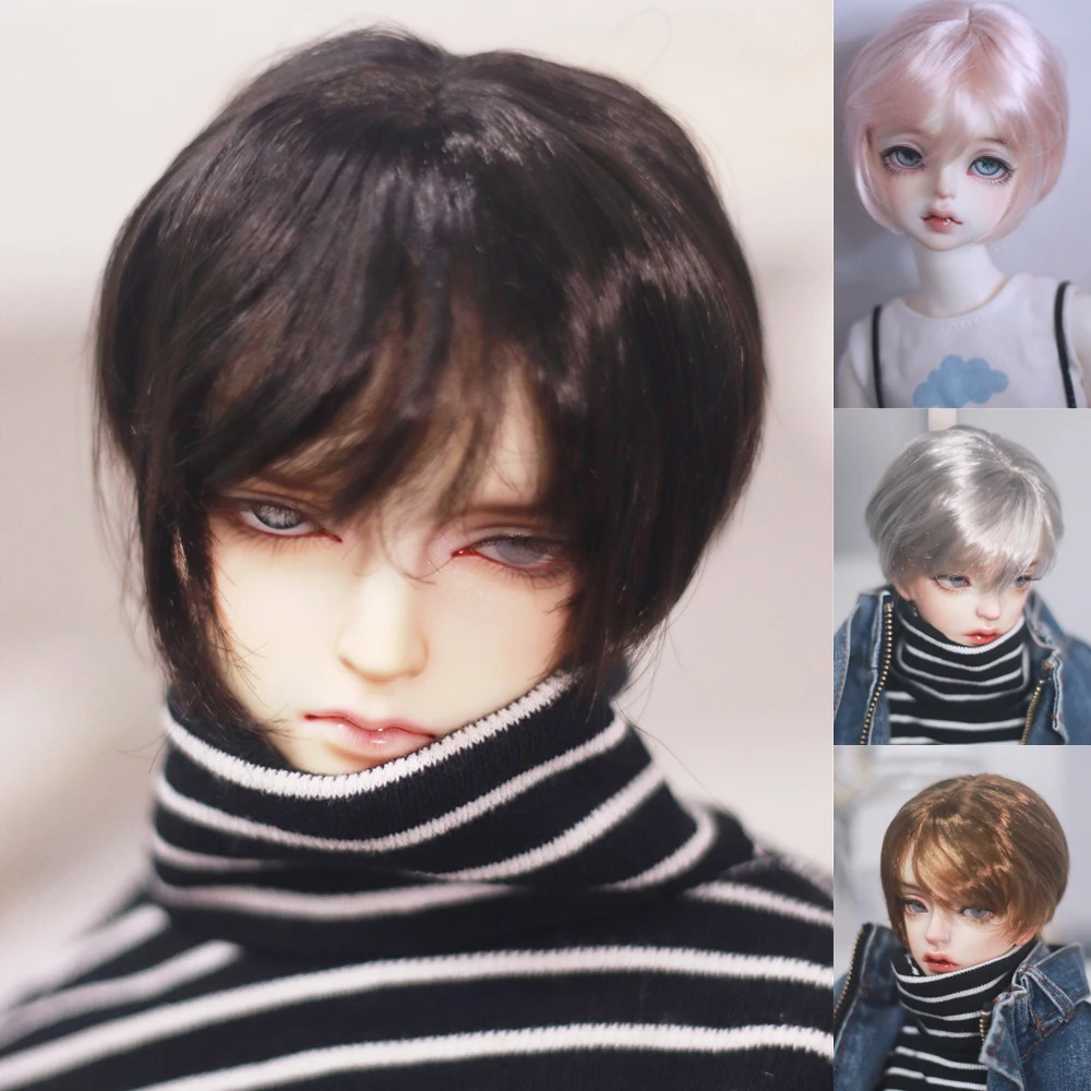 

D04-P121 children handmade toy 1/3 1/4 1/6 uncle SSDF doll BJD/SD doll's wig black soft silk short wig 1pcs