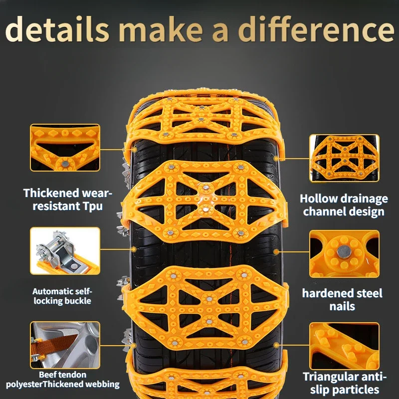 TPU Car Tire Wheel Chains Plastic Tires Anti-skid Chain Car Truck SUV Winter Off Road Accessories 4x4 Snow Chain General-purpose
TPU Car Tire Wheel Chains Plastic Tires Anti-skid Chain Car Truck SUV Winter Off Road Accessories 4x4 Snow Chain General-purpose