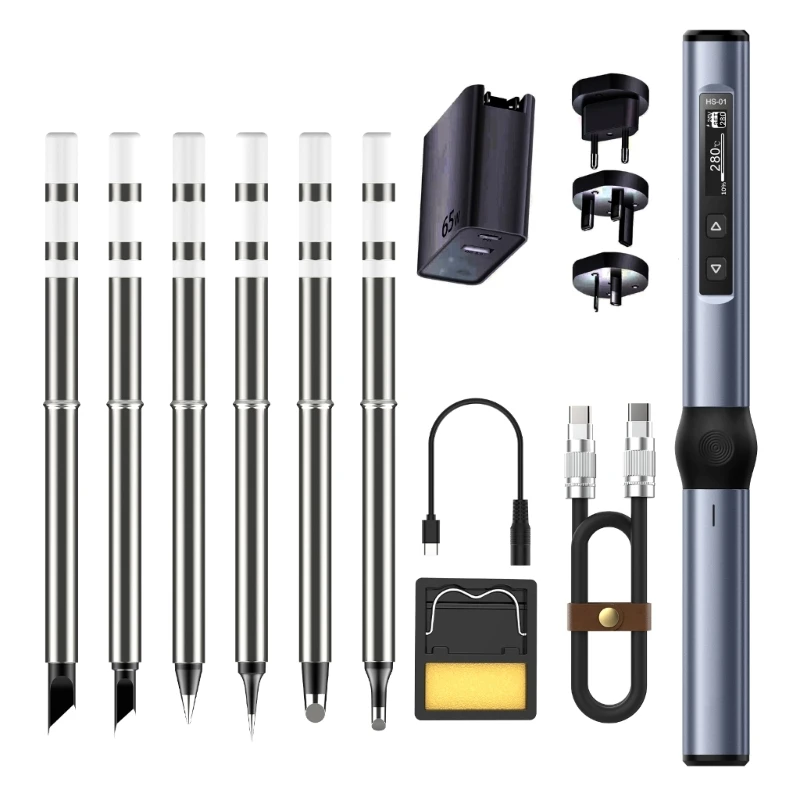 HS-01 Smart-Electric Soldering Iron PD65W Adjustable-Constant Temperature Fast Heat Portable Soldering Iron Station
HS-01 Smart-Electric Soldering Iron PD65W Adjustable-Constant Temperature Fast Heat Portable Soldering Iron Station