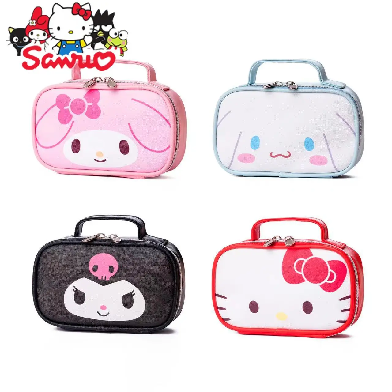 

MINISO Melody Kuromi Hello Kitty Cinnamoroll Pochacco Cartoon Travel Tote Bag Student Desktop Stationery Storage Toiletries Bag