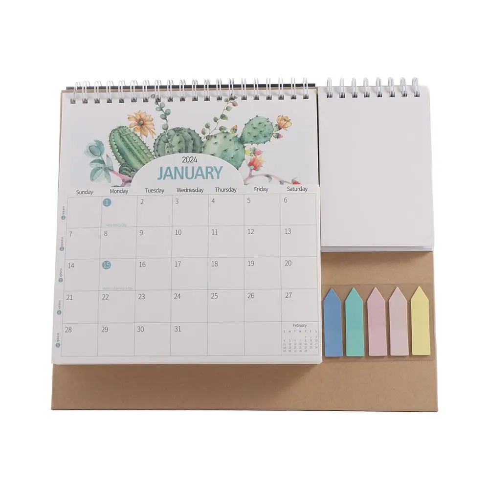 

Creative 2024 Desktop Calendar Thick Paper Jan 2024 - Dec 2024 Monthly Calendar Planner Memo Pages Corner Protectors