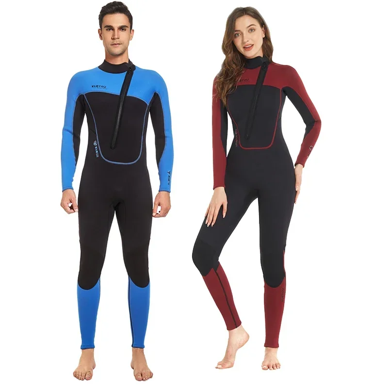 

Couple's Diving Suit 3MM Neoprene Front Zipper Wetsuit One-piece Thermal Men Women Proof Snorkeling Surfing Motorboat Swimsuit