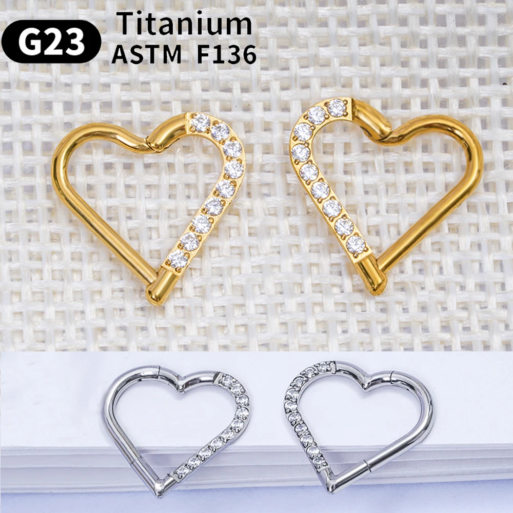 2PCS G23 Titanium Heart earring Piercing Nose Ring Body Jewelri Left/Right Heart Zircon Heart-shaped Circle Ear earrings womenm
2PCS G23 Titanium Heart earring Piercing Nose Ring Body Jewelri Left/Right Heart Zircon Heart-shaped Circle Ear earrings womenm